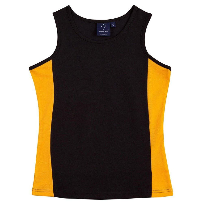 TS17 Teammate Singlet Ladies Singlets Winning Spirit Black.Gold 8