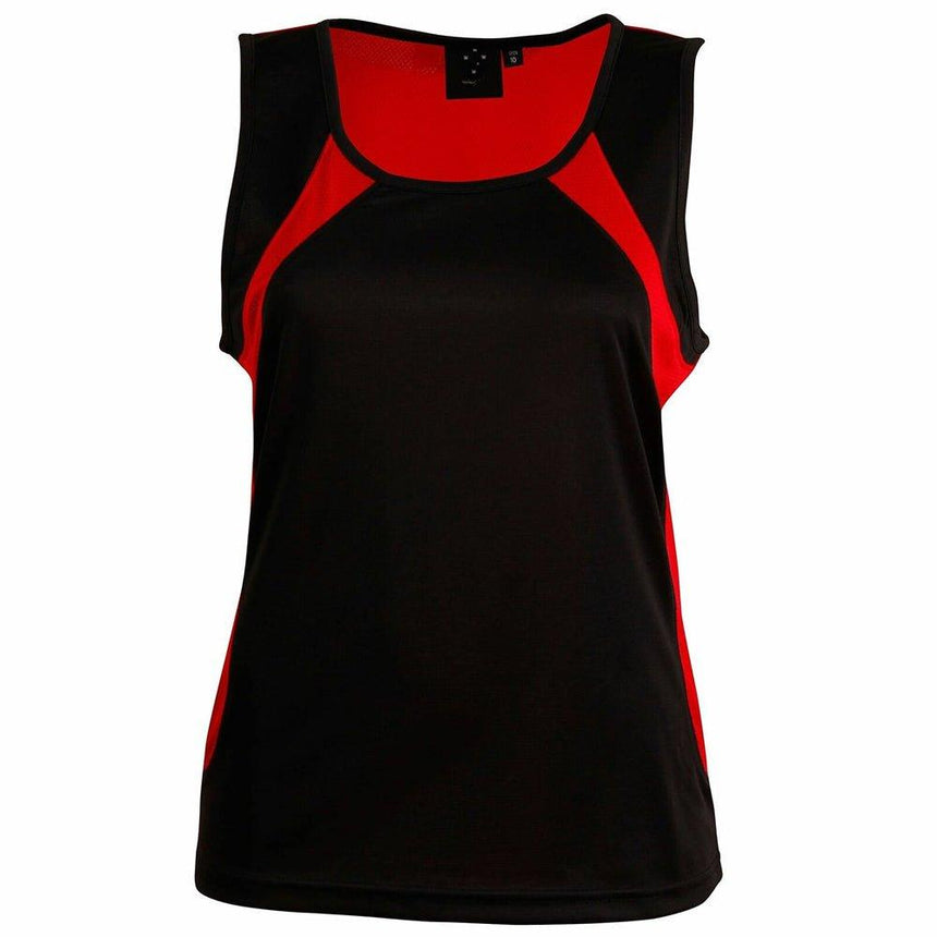 TS74 Sprint Singlet Ladies Singlets Winning Spirit Black.Red 6