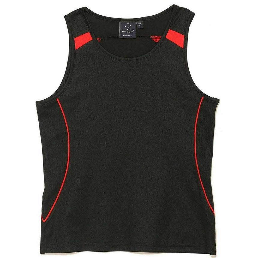 SL54 Legend Singlet Ladies Singlets Winning Spirit Black.Red 8