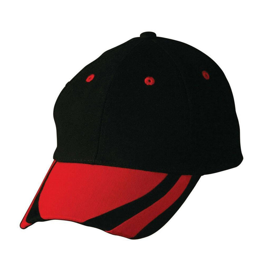 CH67 Contrast Peak Cap Hats Winning Spirit Black.Red