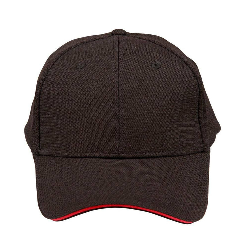 CH72 Pique Mesh With Contrast Sandwich Hats Winning Spirit Black.Red