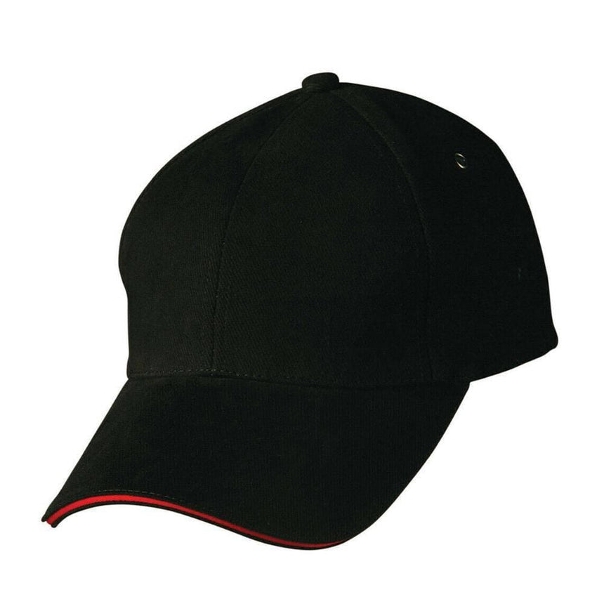 CH18 Sandwich Peak Cap Hats Winning Spirit Black.Red