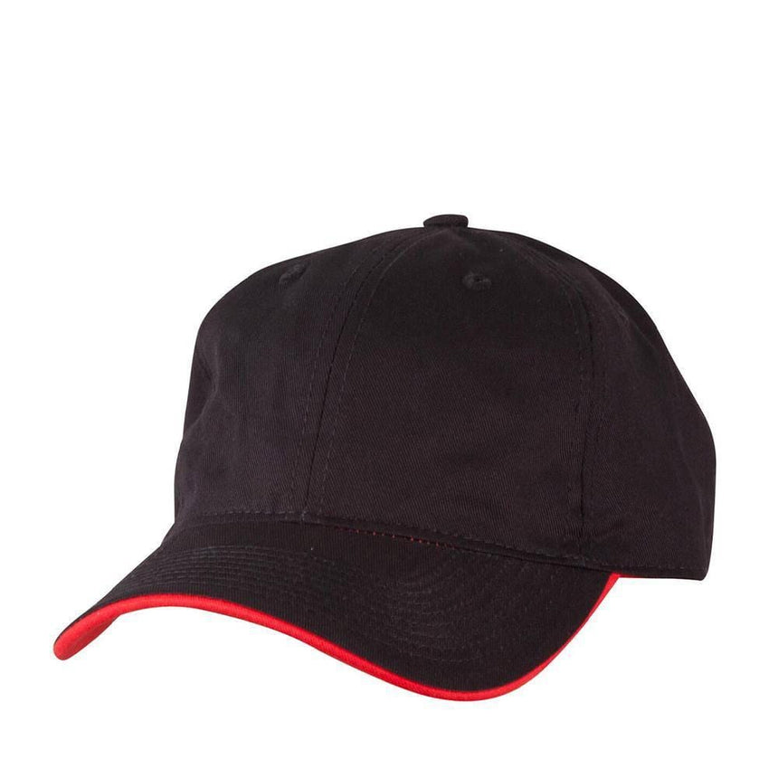 CH51 Underpeak Contrast Colour Cap Hats Winning Spirit Black.Red