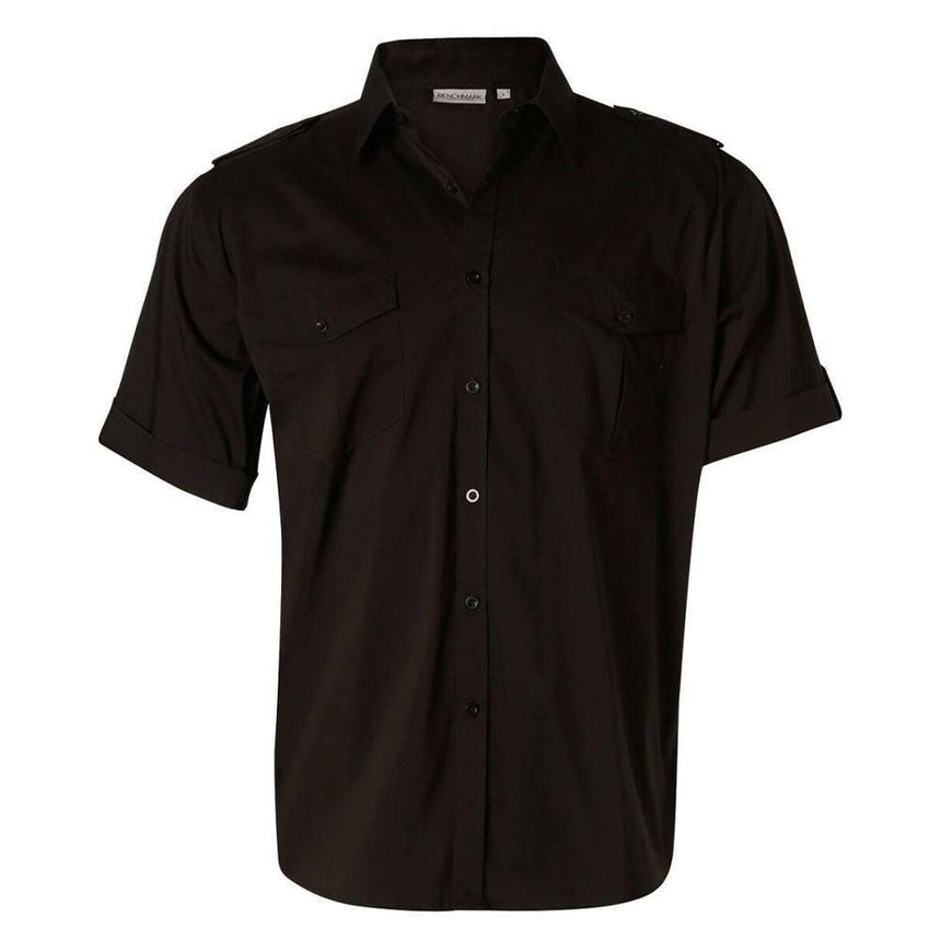 M7911 Men's Short Sleeve Military Shirt Shirts Winning Spirit Black S