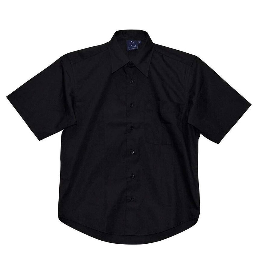 BS08S Men's Telfon Executive Short Sleeve Shirt Shirts Winning Spirit Black S