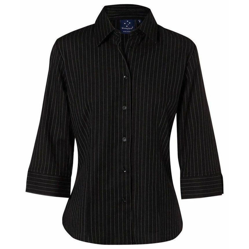 BS18 Pin Stripe Ladies Shirts Winning Spirit Black.White 6