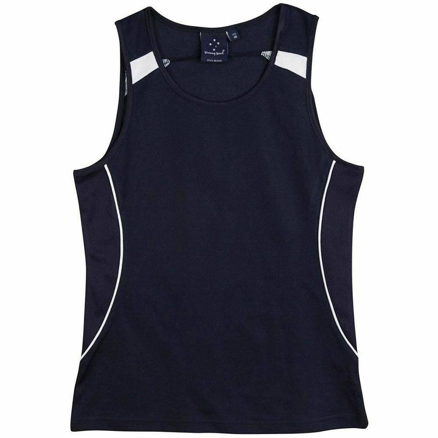 SL54 Legend Singlet Ladies Singlets Winning Spirit Black.White 8