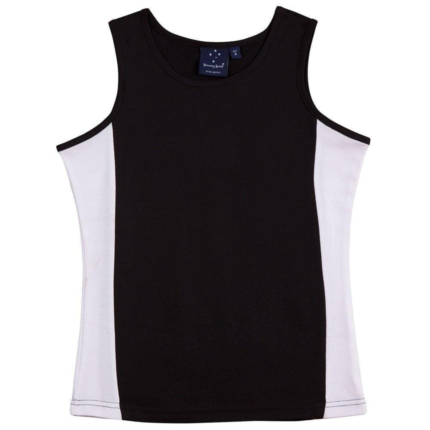 TS17 Teammate Singlet Ladies Singlets Winning Spirit Black.White 8