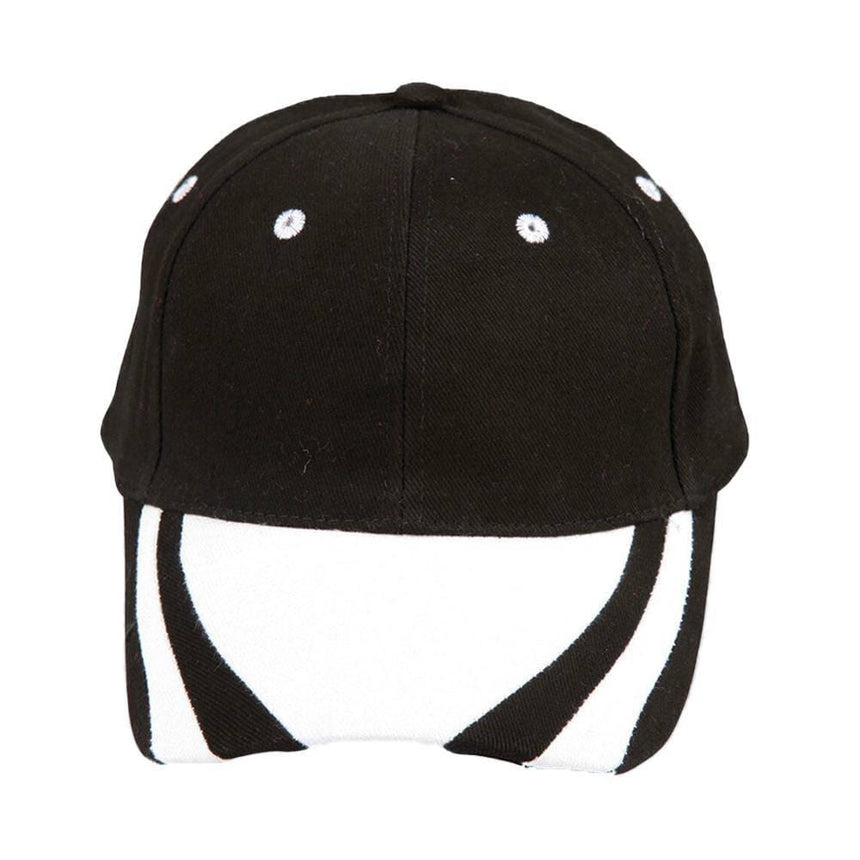 CH67 Contrast Peak Cap Hats Winning Spirit Black.White