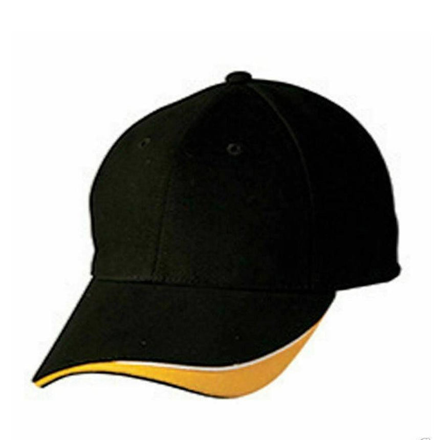 CH68 Triple Sandwich Peak Cap Hats Winning Spirit Black/Gold