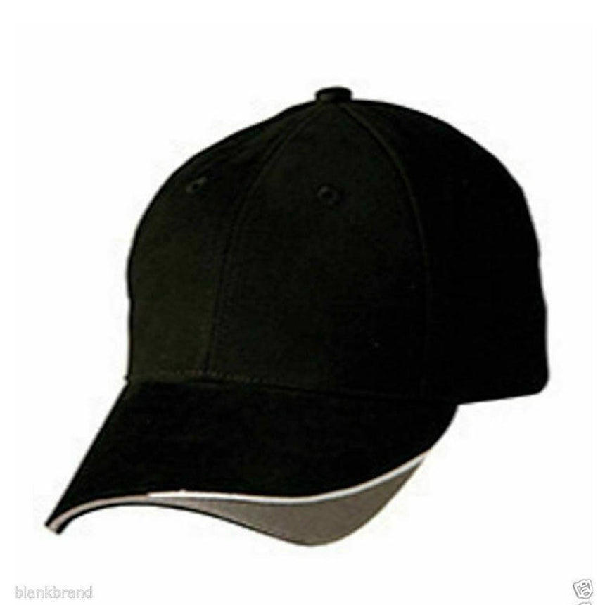 CH68 Triple Sandwich Peak Cap Hats Winning Spirit Black/Grey