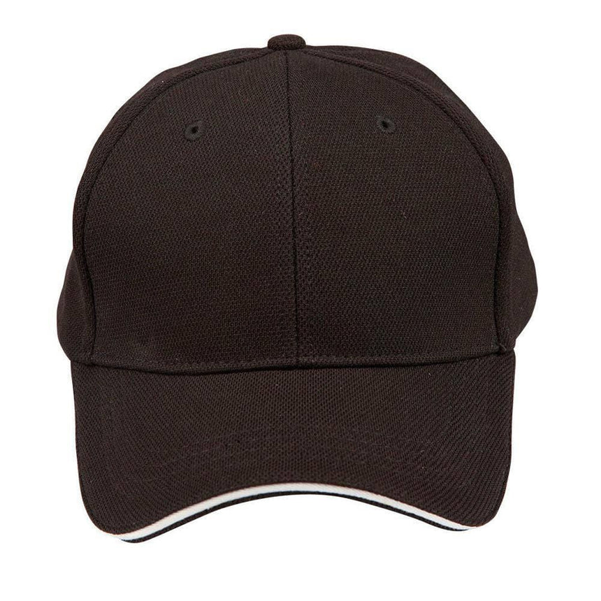 CH72 Pique Mesh With Contrast Sandwich Hats Winning Spirit Black.White