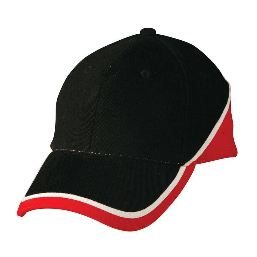 CH38 Tri Contrast Colours Cap Hats Winning Spirit Black.White.Red