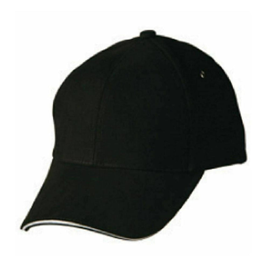 CH18 Sandwich Peak Cap Hats Winning Spirit Black.White