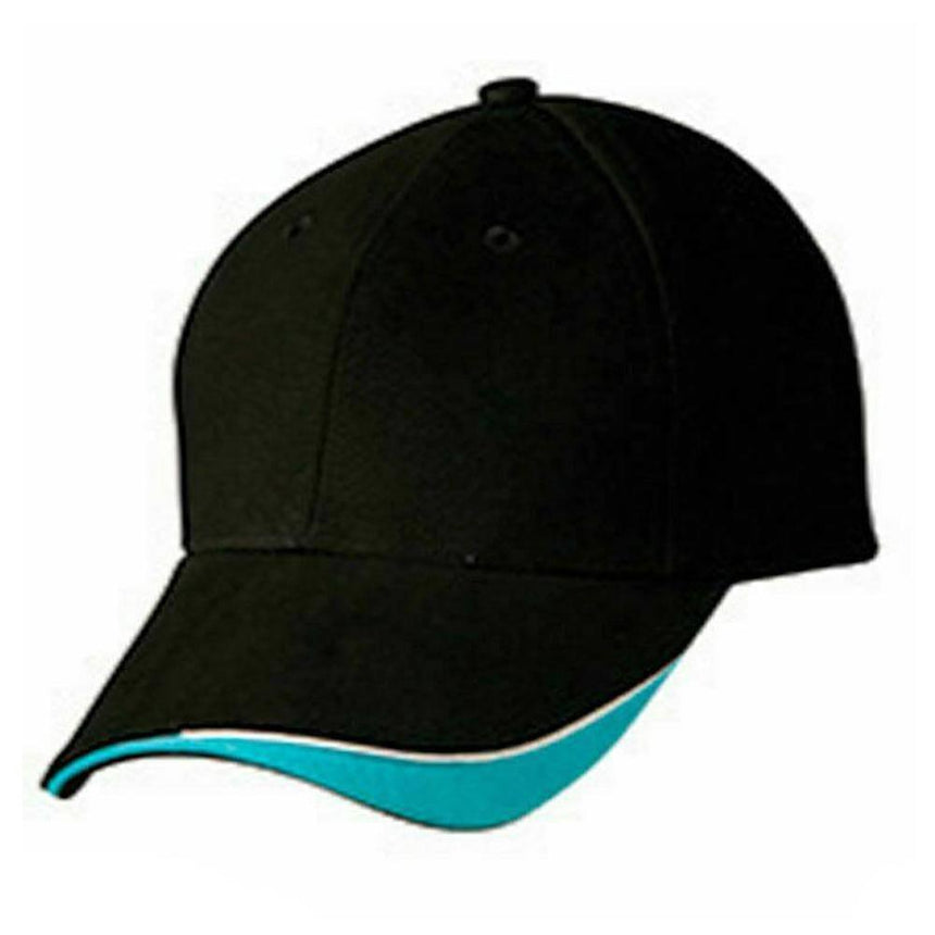 CH68 Triple Sandwich Peak Cap Hats Winning Spirit Black/Teal