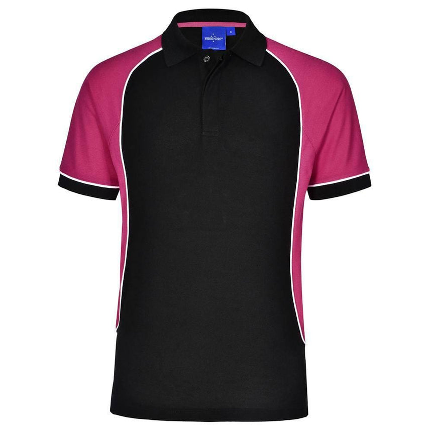 PS77 Arena Polo Men's Polos Winning Spirit BlackWhiteMagenta S