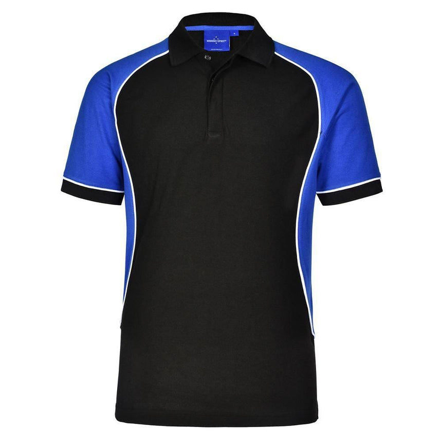 PS77 Arena Polo Men's Polos Winning Spirit BlackWhiteRoyal S