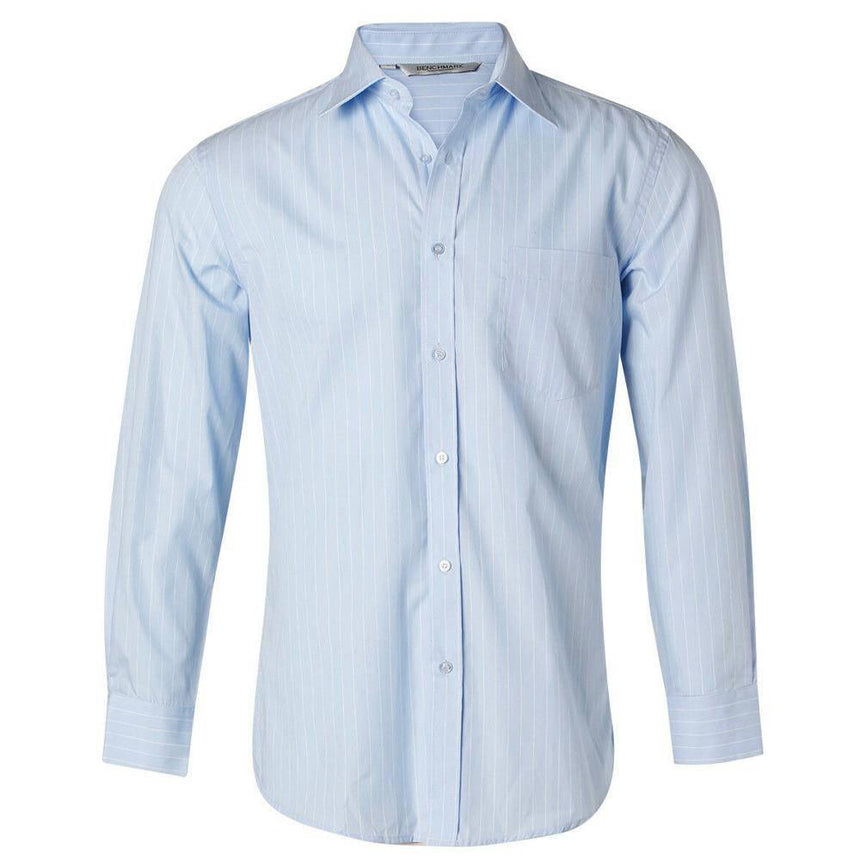M7222 Men's Pin Stripe Long Sleeve Shirt Shirts Winning Spirit Chambray 38