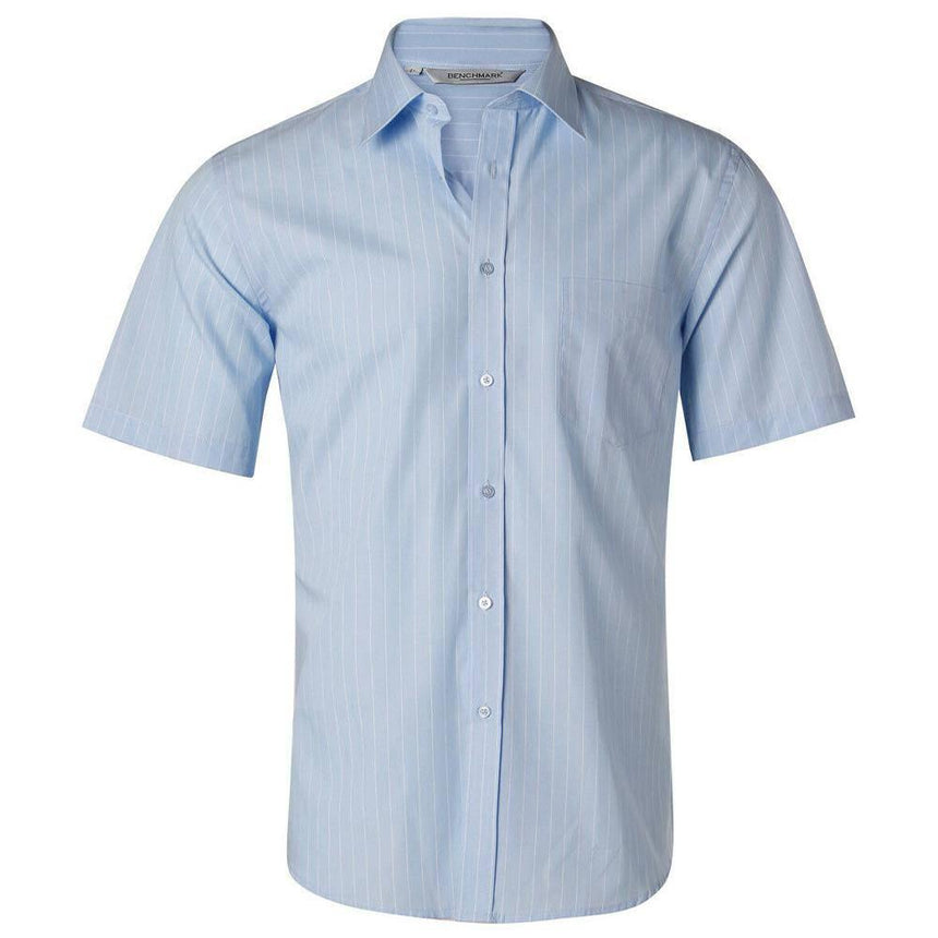 M7221 Men's Pin Stripe Short Sleeve Shirt Shirts Winning Spirit Chambray 38