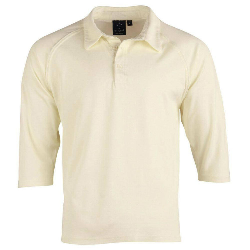 PS29Q Men's Cricket Polo 3/4 Sleeve Polos Winning Spirit Cream S