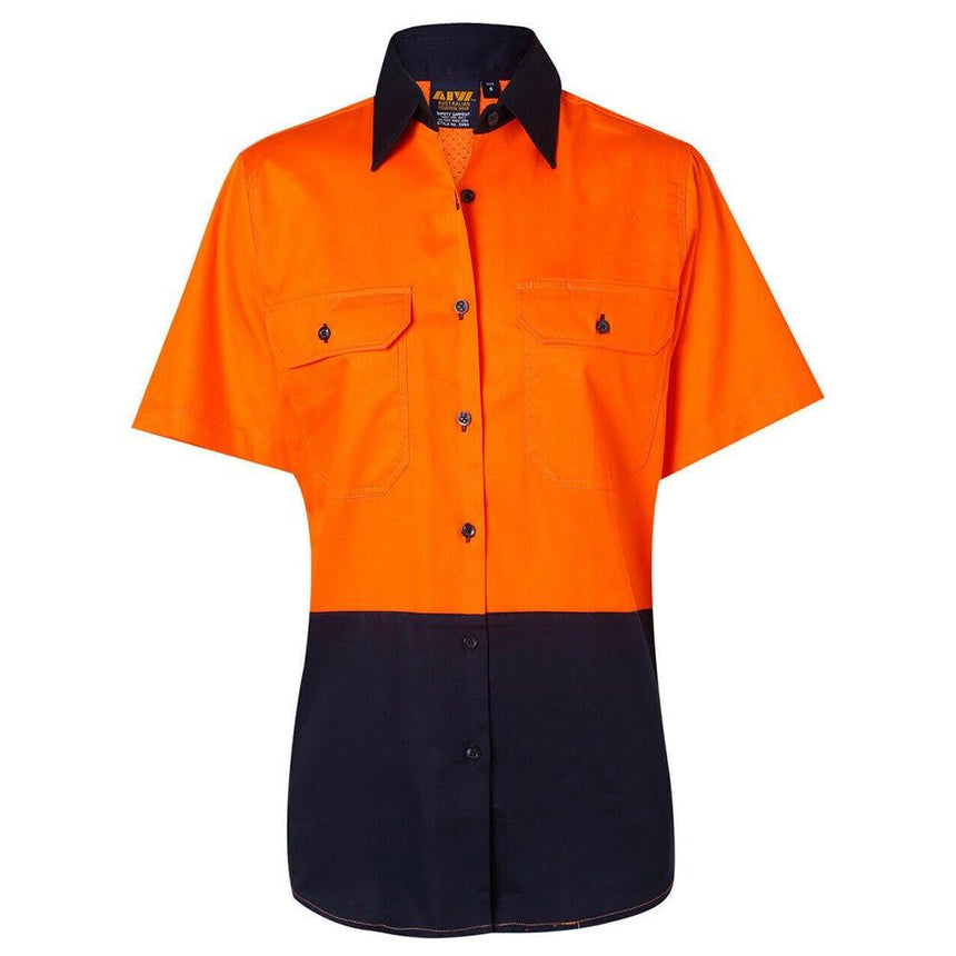 SW63 Women's Short Sleeve Safety Shirt Shirts Winning Spirit Orange/Navy 8
