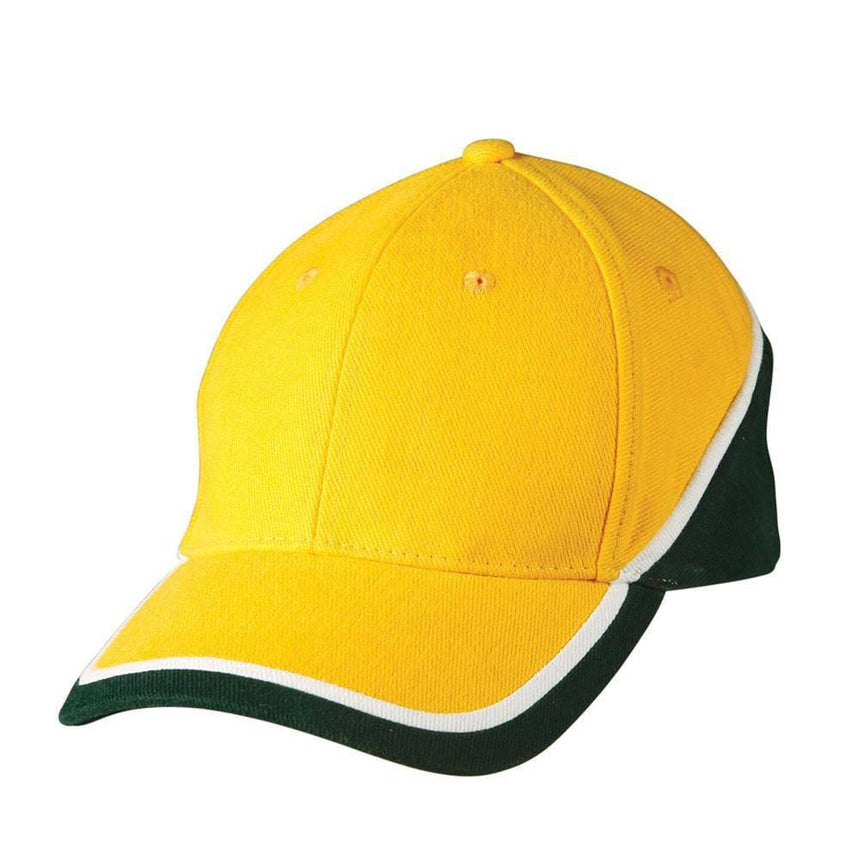 CH38 Tri Contrast Colours Cap Hats Winning Spirit Gold.White.Bottle