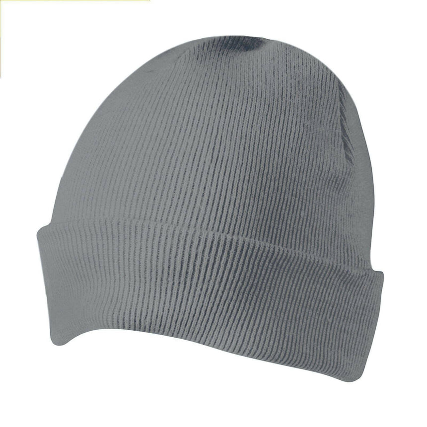 CH28 Roll Up Acrylic Beanie Hats Winning Spirit Grey Cuffed