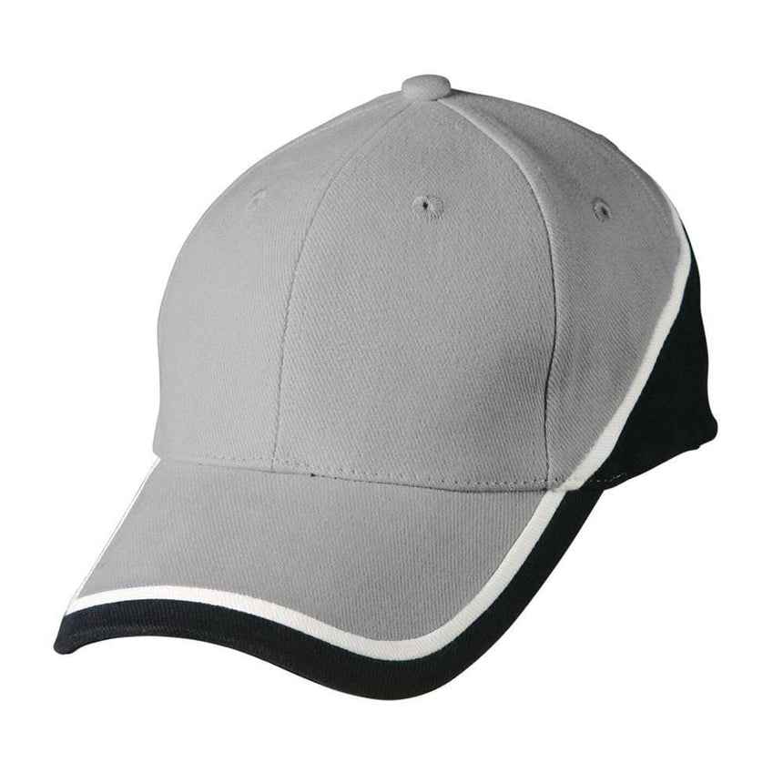 CH38 Tri Contrast Colours Cap Hats Winning Spirit Grey.White.Black