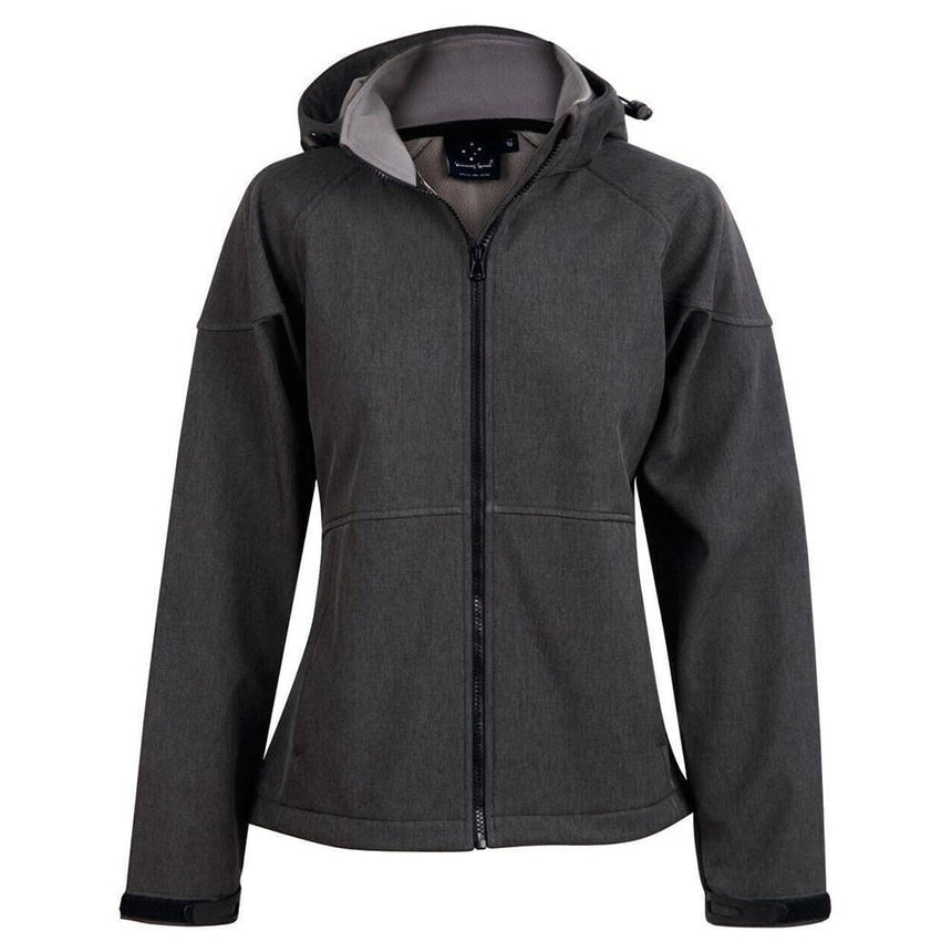JK34 Aspen Softshell Hood Jacket Ladies Jackets Winning Spirit Marl Charcoal.Charcoal 8