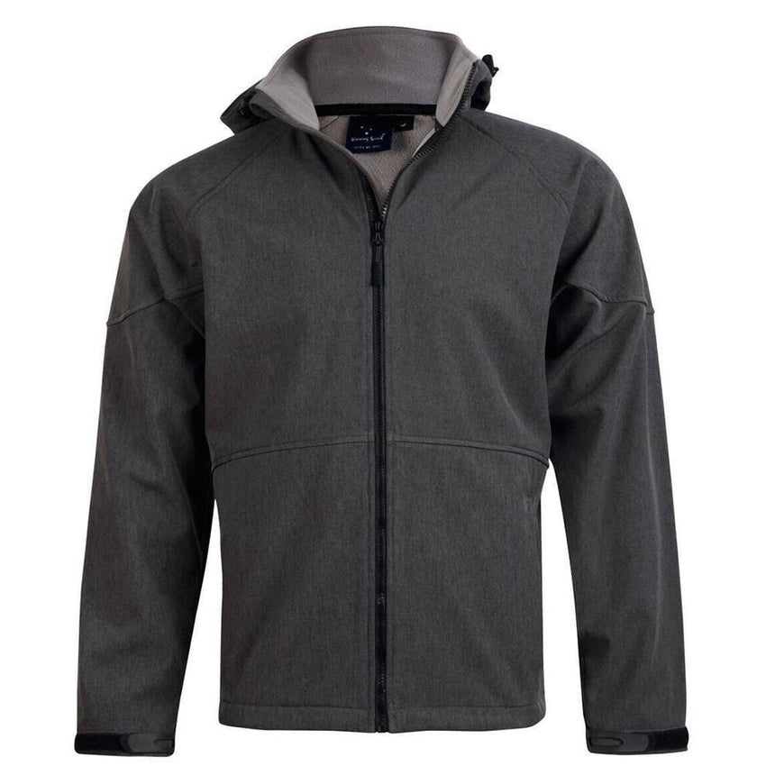 JK33 Aspen Softshell Hood Jacket Men's Jackets Winning Spirit Marl Charcoal.Charcoal S