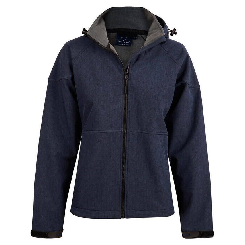 JK34 Aspen Softshell Hood Jacket Ladies Jackets Winning Spirit Marl Navy.Charcoal 8