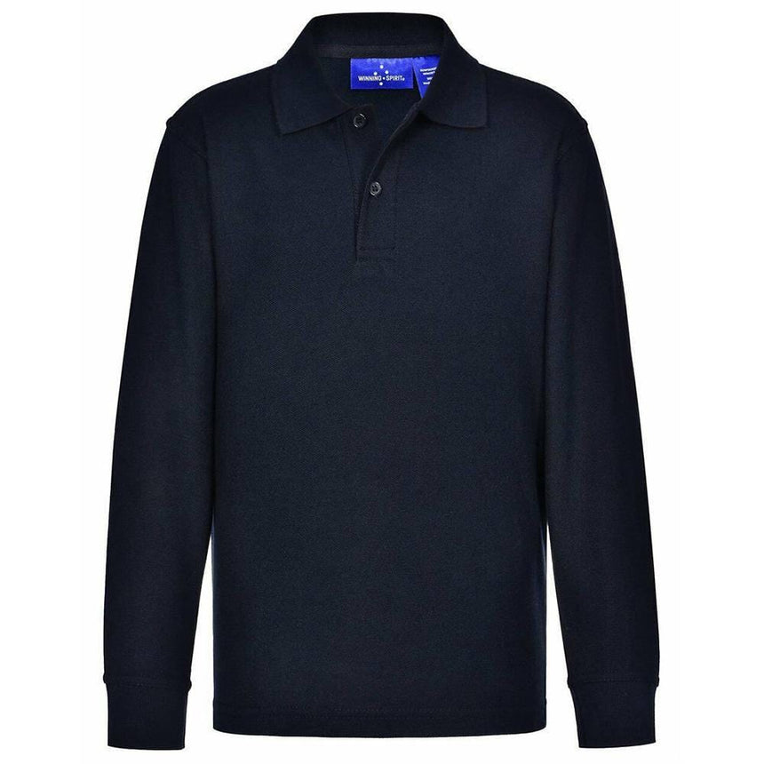 PS12K Kids Traditional Knit Long Sleeve Polo Polos Winning Spirit Navy 04K