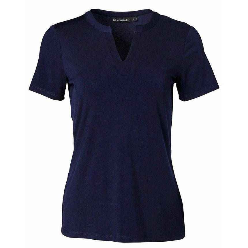 M8840 Ladies Short Sleeve Knit Top Sofia Short Sleeve Shirts Winning Spirit Navy 6