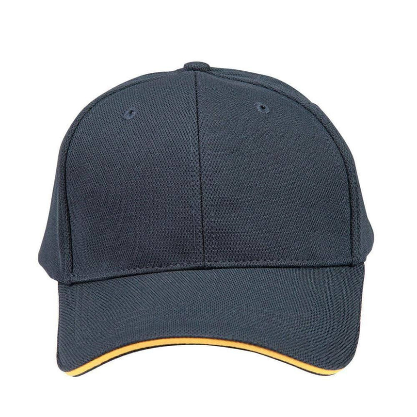 CH72 Pique Mesh With Contrast Sandwich Hats Winning Spirit Navy.Gold