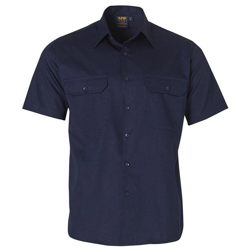 WT01 Cotton Short Sleeve Work Shirt Shirts Winning Spirit Navy S