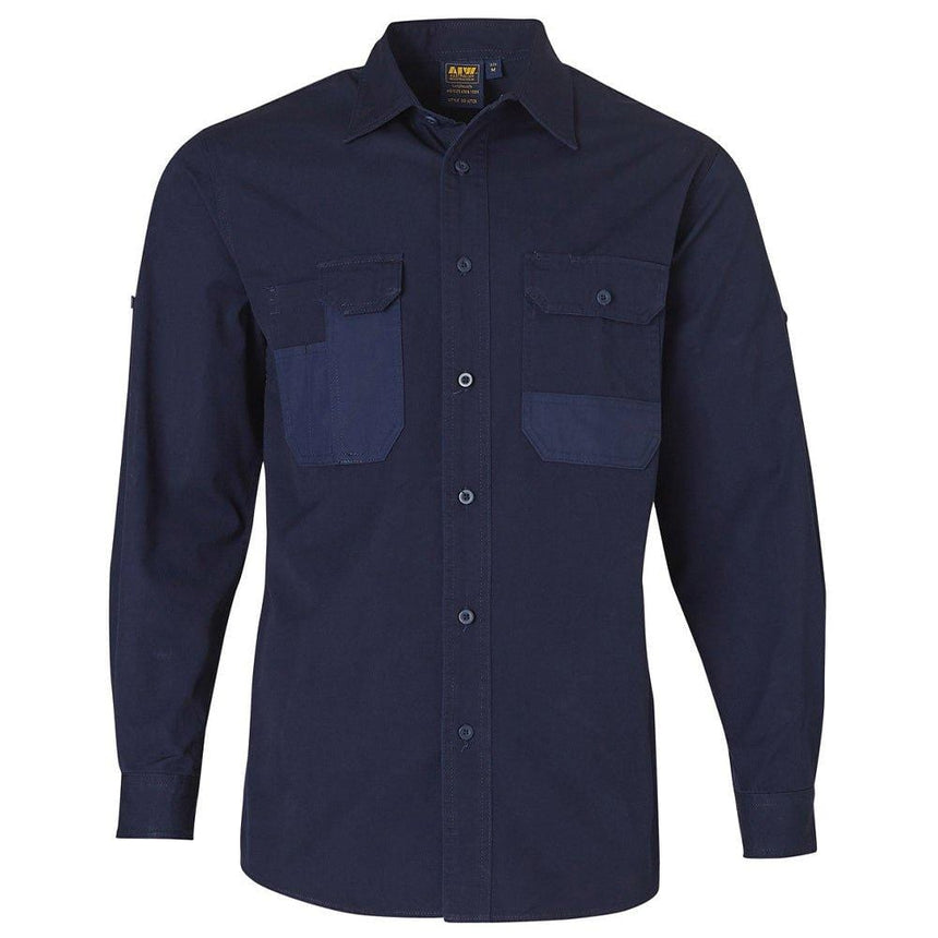 WT06 Durable Long Sleeve Work Shirt Shirts Winning Spirit Navy S