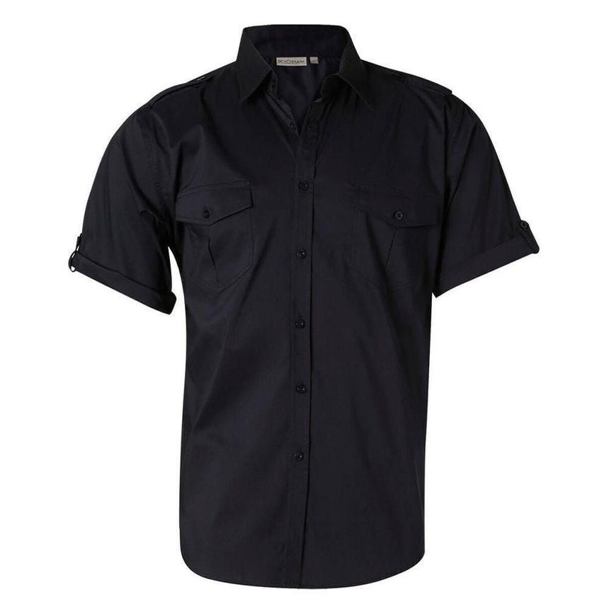 M7911 Men's Short Sleeve Military Shirt Shirts Winning Spirit Navy S