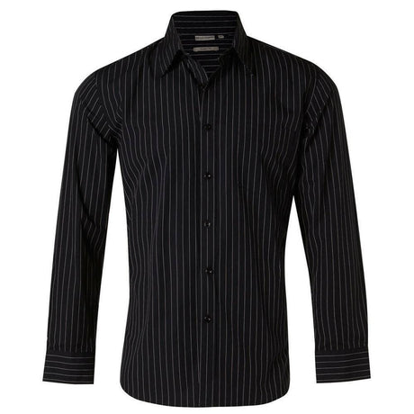 Men's Pin Stripe Long Sleeve Shirt Long Sleeve Shirts Winning Spirit Navy 38 