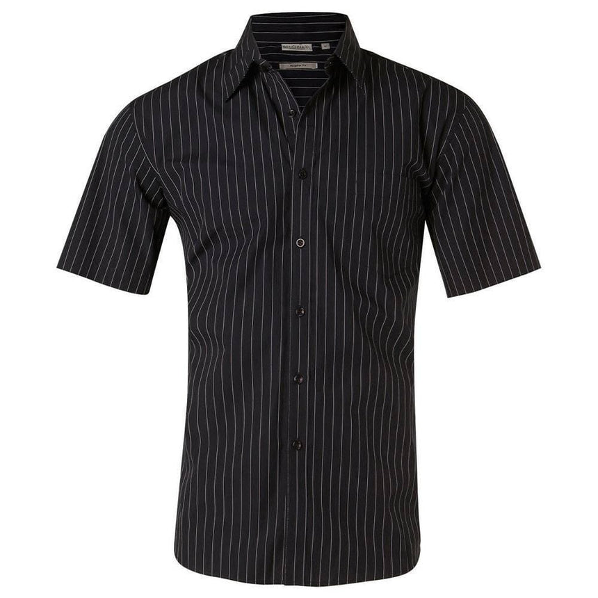 M7221 Men's Pin Stripe Short Sleeve Shirt Shirts Winning Spirit Navy 38