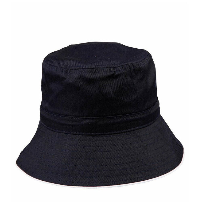 H1033 Sandwich Bucket Hat With Toggle Hats Winning Spirit Navy.White S/M