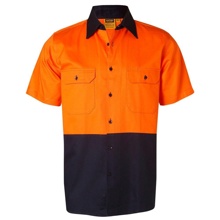 SW53 Cotton Drill Safety Shirt Shirts Winning Spirit Orange.Navy S