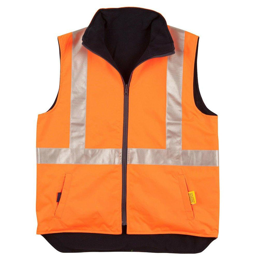 SW19A Hi-Vis Reversible Safety Vest With 3m Tapes Vests Winning Spirit Orange/Navy S
