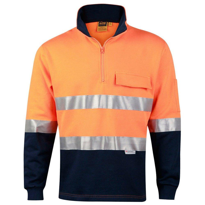 SW48 Hi-Vis Two Tone Cotton Fleece Sweat Sweaters Winning Spirit Orange.Navy S