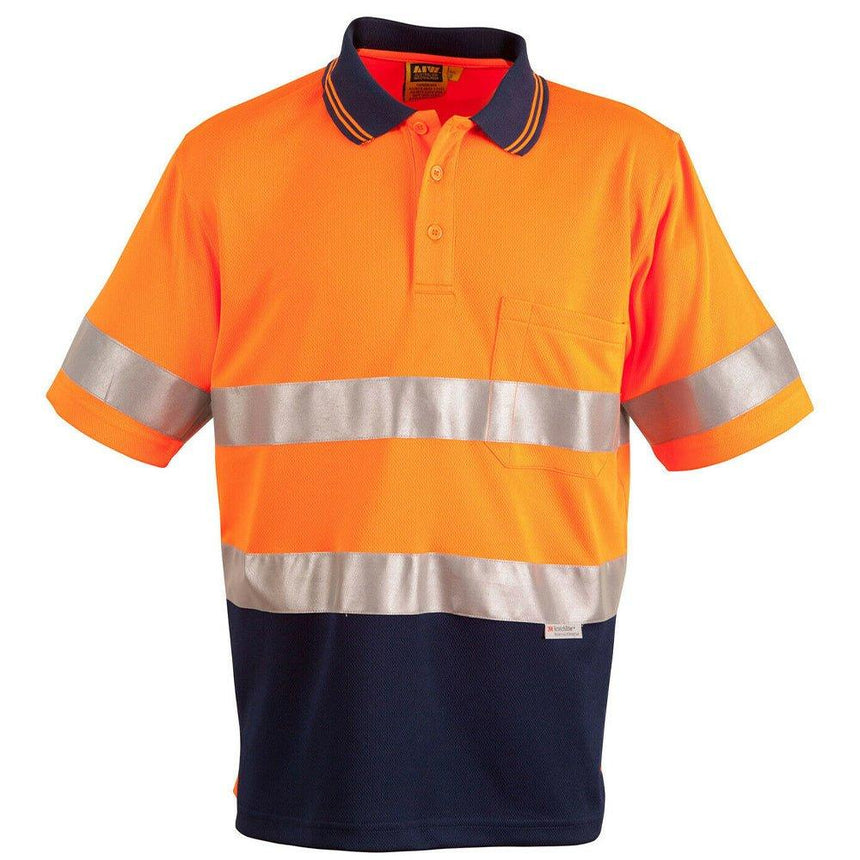 SW17A Short Sleeve Safety Polo Polos Winning Spirit Orange.Navy S