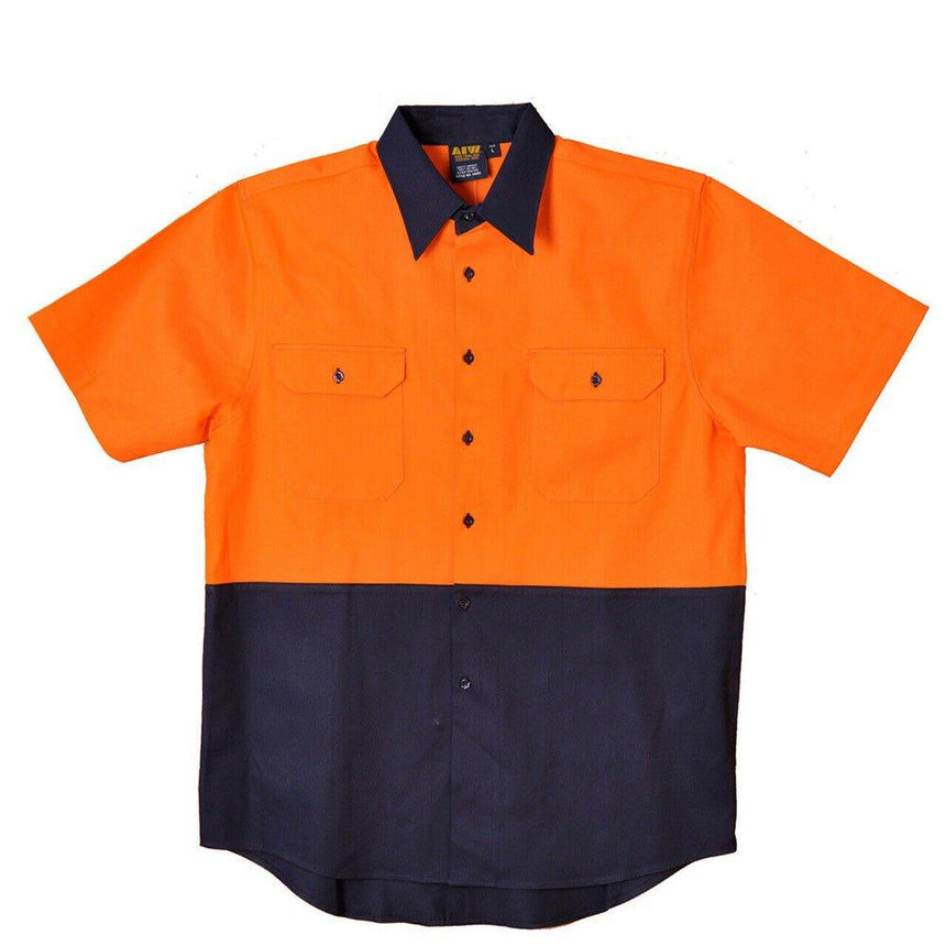 SW59 Short Sleeve Safety Shirt Shirts Winning Spirit Orange.Navy S