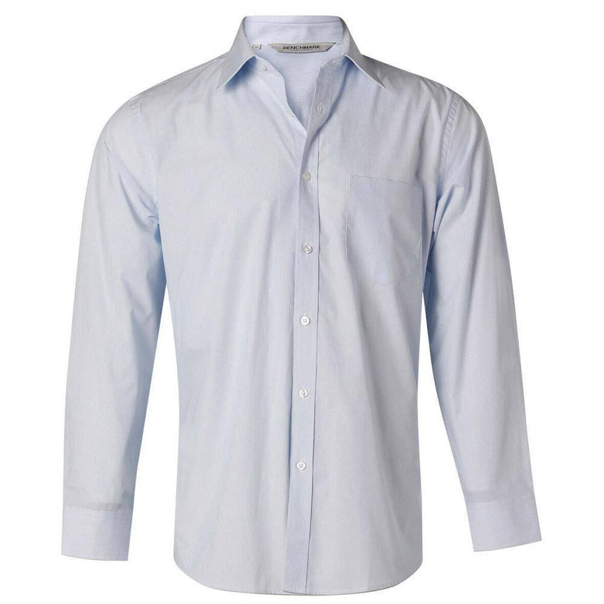 M7212 Men's Fine Stripe Long Sleeve Shirt Shirts Winning Spirit Pale Blue 38