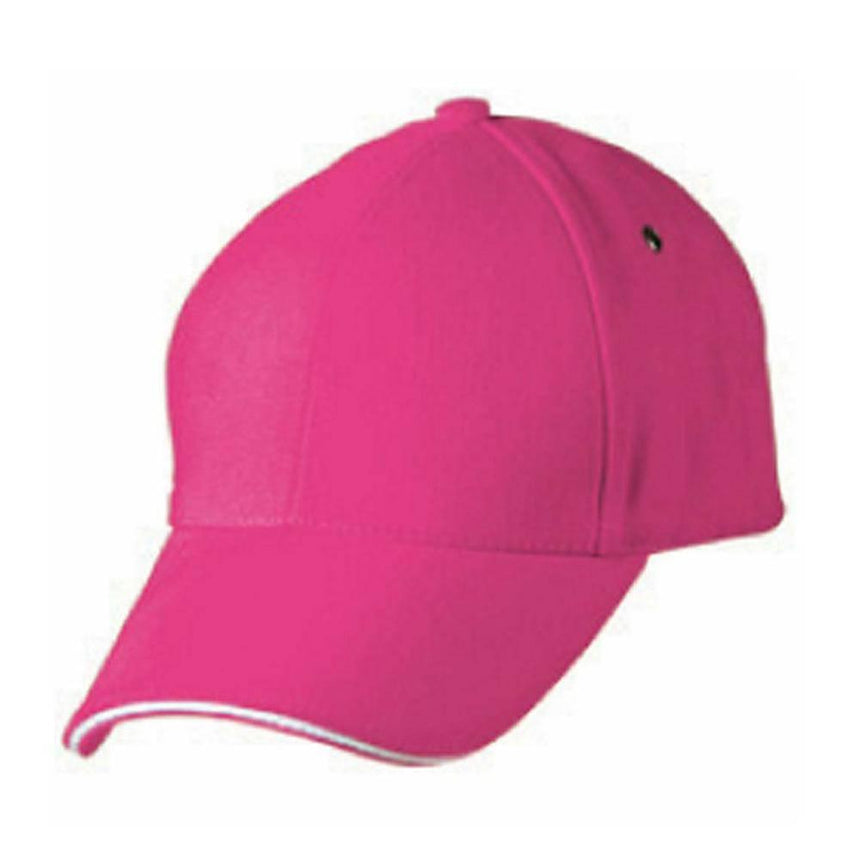 CH18 Sandwich Peak Cap Hats Winning Spirit Pink.White