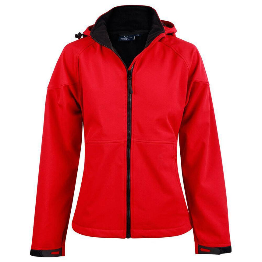 JK34 Aspen Softshell Hood Jacket Ladies Jackets Winning Spirit Red.Black 8