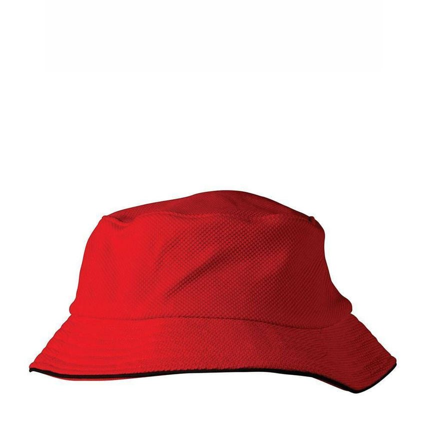 CH71 Pique Mesh With Sandwich Bucket Hat Hats Winning Spirit Red/Black