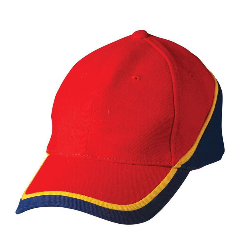 CH38 Tri Contrast Colours Cap Hats Winning Spirit Red.Gold.Royal